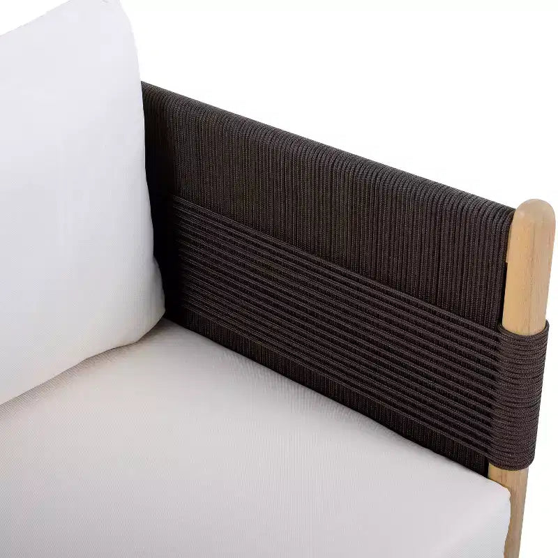 Fauteuil de jardin moderne en bois d'acacia Seungho avec tressage en corde diamant et coussins Christopher Knight Home