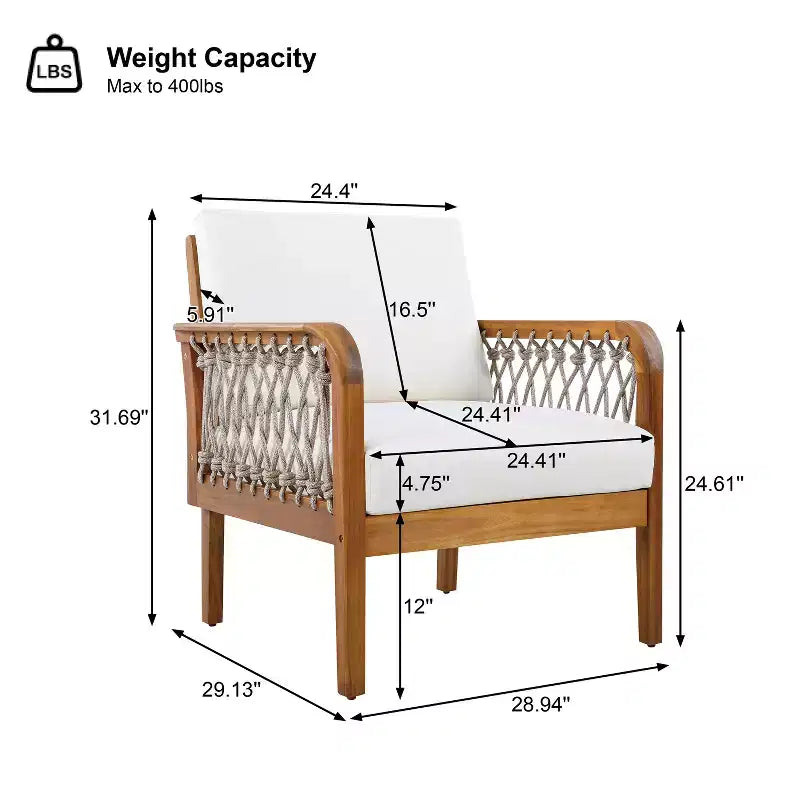 Christopher Knight Home Momo Fauteuil club moderne d'extérieur en bois d'acacia et corde tressée