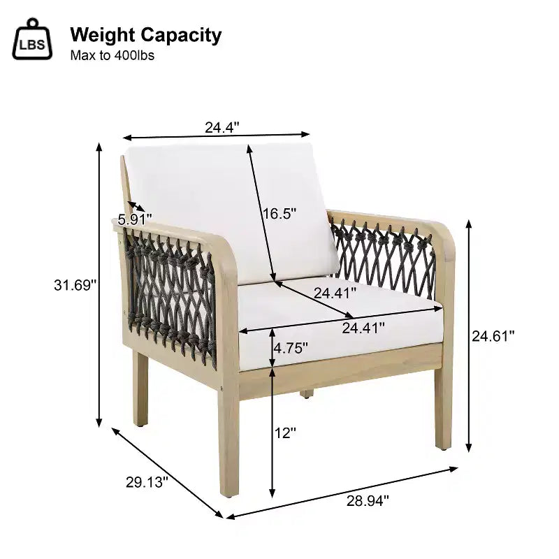 Christopher Knight Home Momo Fauteuil club moderne d'extérieur en bois d'acacia et corde tressée