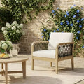 Christopher Knight Home Momo Modern Outdoor Acacia Wood Club Chair with Handwoven Rope