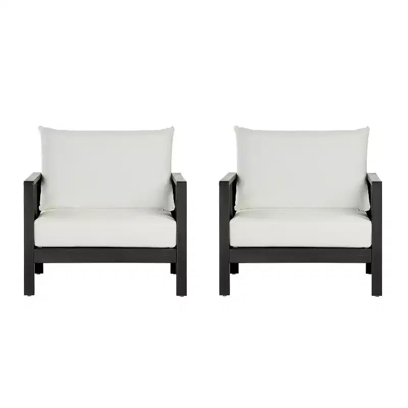 Christopher Knight Home Bernice — Lot de 2 fauteuils de jardin modernes en bois d'acacia avec coussins épais