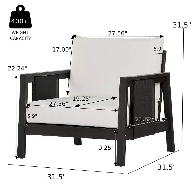 Christopher Knight Home Bernice — Lot de 2 fauteuils de jardin modernes en bois d'acacia avec coussins épais