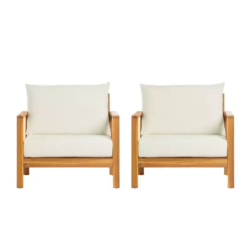 Christopher Knight Home Bernice — Lot de 2 fauteuils de jardin modernes en bois d'acacia avec coussins épais