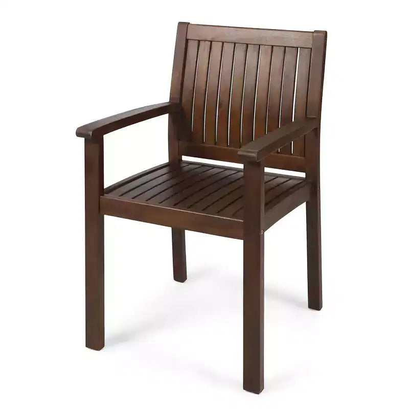 MAYEERTY Lot de 2 chaises de salle à manger d'extérieur en bois d'acacia, sièges de patio à lattes rustiques pour la détente estivale