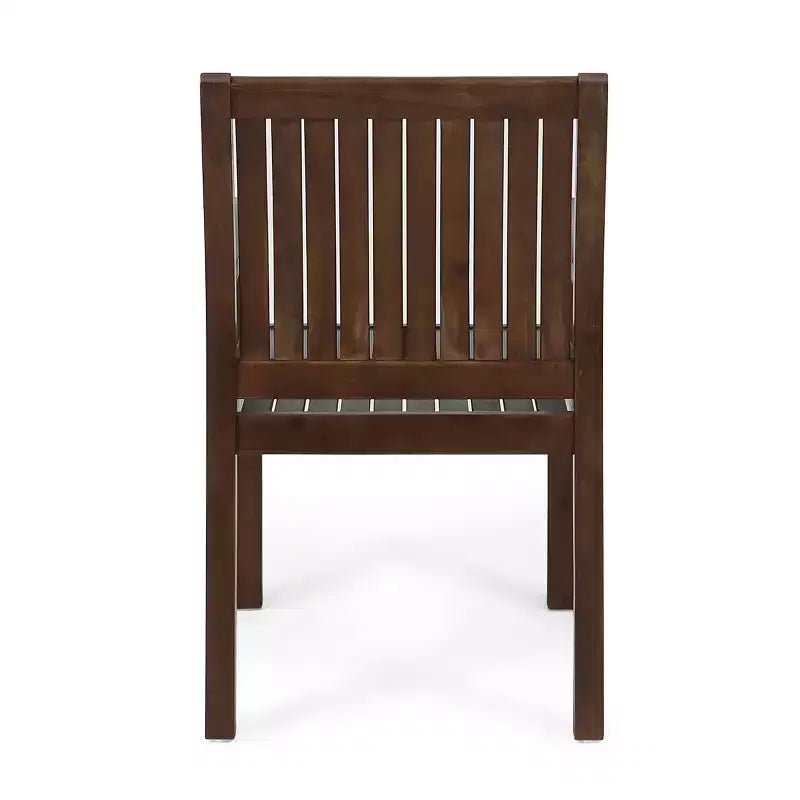 MAYEERTY Lot de 2 chaises de salle à manger d'extérieur en bois d'acacia, sièges de patio à lattes rustiques pour la détente estivale