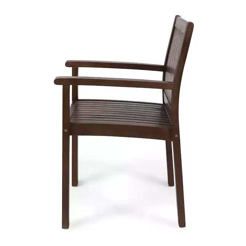 MAYEERTY Lot de 2 chaises de salle à manger d'extérieur en bois d'acacia, sièges de patio à lattes rustiques pour la détente estivale