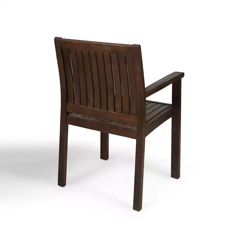 MAYEERTY Lot de 2 chaises de salle à manger d'extérieur en bois d'acacia, sièges de patio à lattes rustiques pour la détente estivale