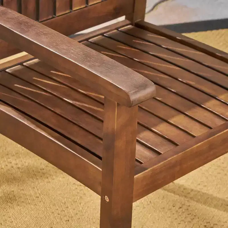 MAYEERTY Lot de 2 chaises de salle à manger d'extérieur en bois d'acacia, sièges de patio à lattes rustiques pour la détente estivale