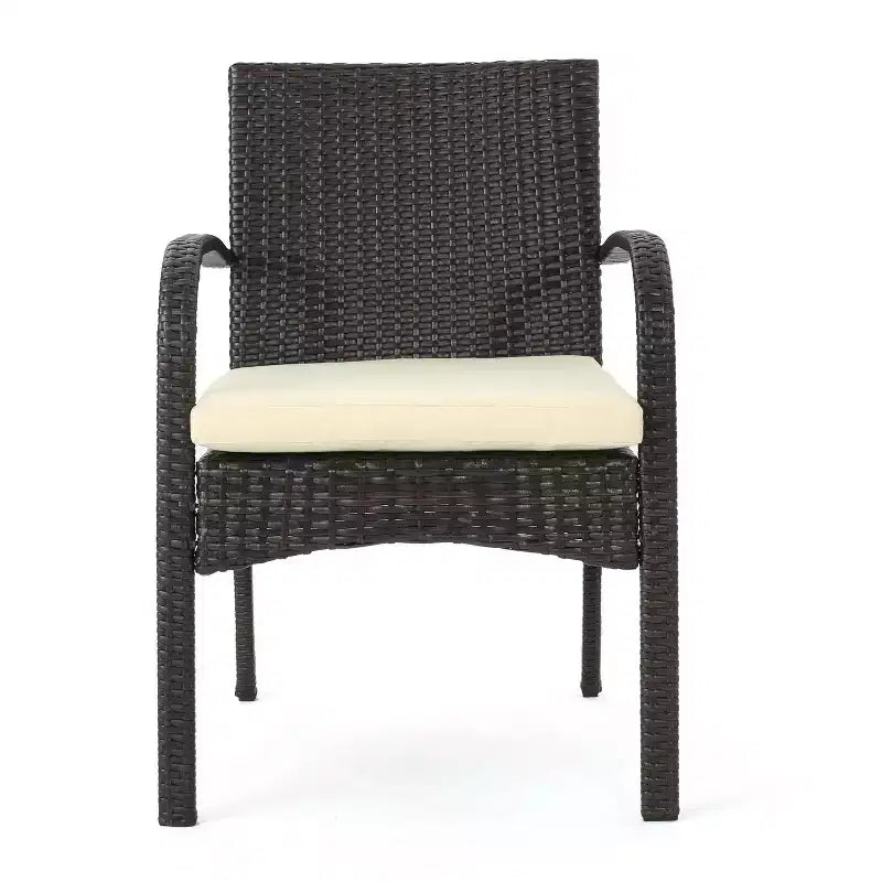 Chaise de salle à manger extérieure MAYEERTY 2 pièces coussinée, chaise à cadre en aluminium et résine tressée résistante aux UV