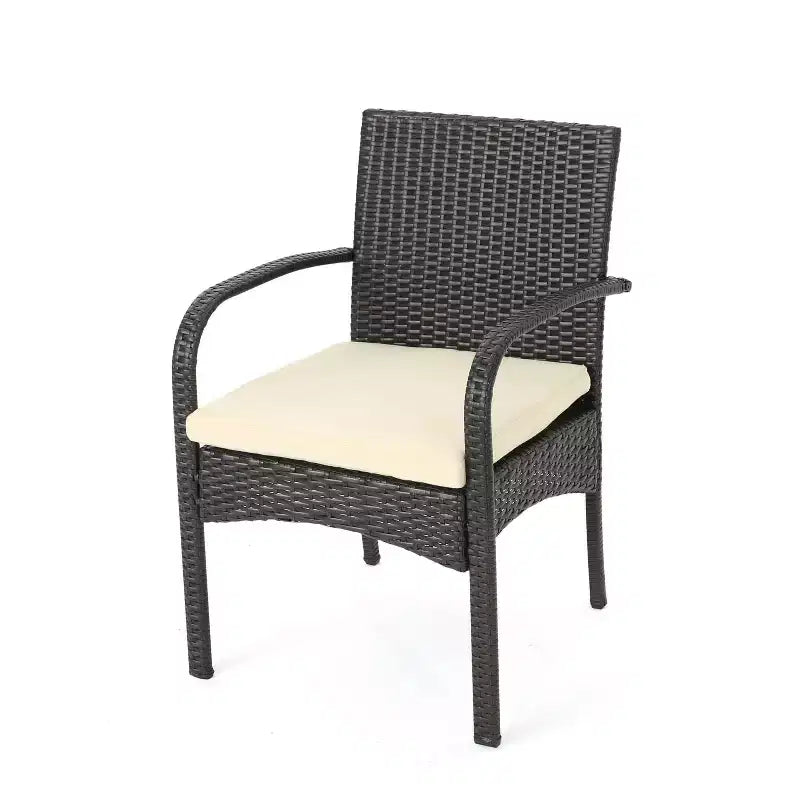 Chaise de salle à manger extérieure MAYEERTY 2 pièces coussinée, chaise à cadre en aluminium et résine tressée résistante aux UV