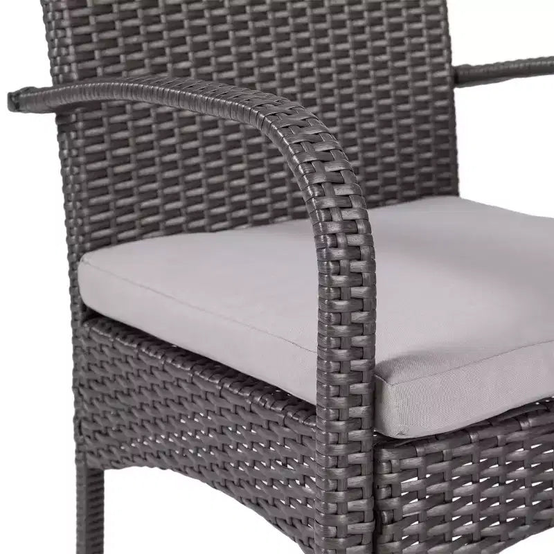 Chaise de salle à manger extérieure MAYEERTY 2 pièces coussinée, chaise à cadre en aluminium et résine tressée résistante aux UV