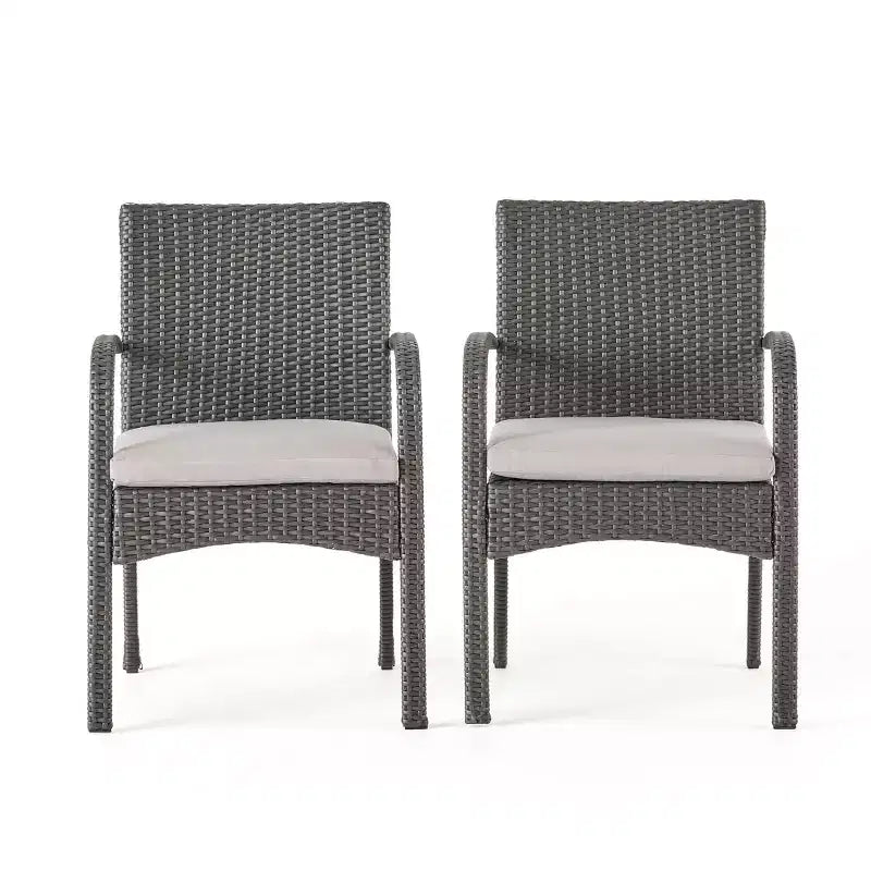 Chaise de salle à manger extérieure MAYEERTY 2 pièces coussinée, chaise à cadre en aluminium et résine tressée résistante aux UV