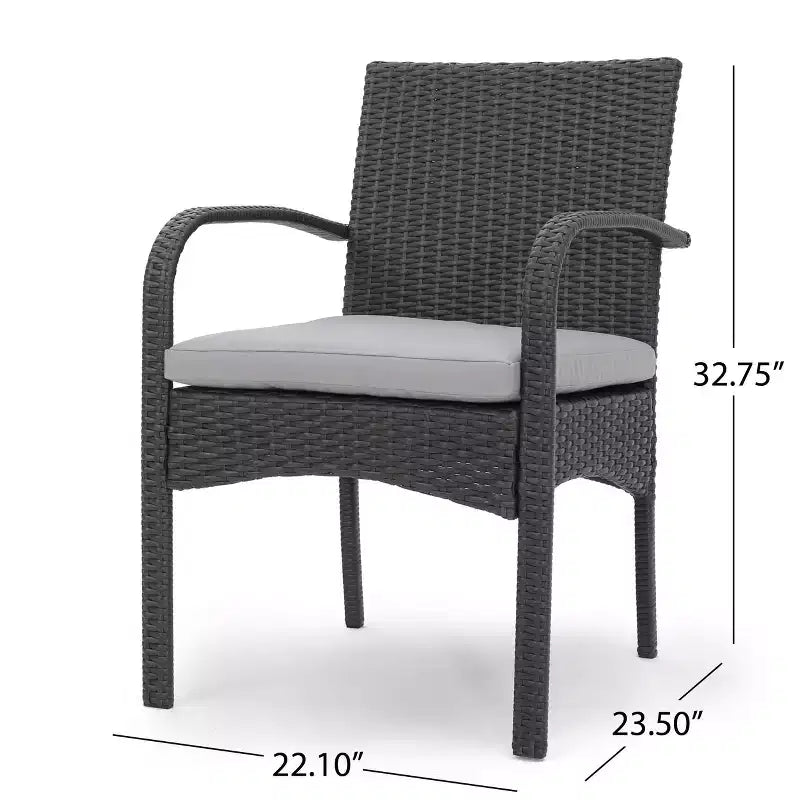 Chaise de salle à manger extérieure MAYEERTY 2 pièces coussinée, chaise à cadre en aluminium et résine tressée résistante aux UV