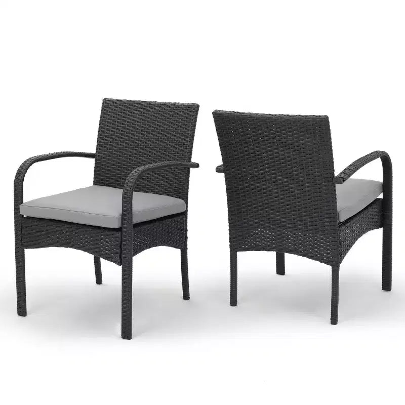 Chaise de salle à manger extérieure MAYEERTY 2 pièces coussinée, chaise à cadre en aluminium et résine tressée résistante aux UV