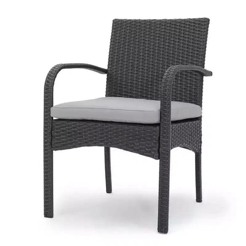 Chaise de salle à manger extérieure MAYEERTY 2 pièces coussinée, chaise à cadre en aluminium et résine tressée résistante aux UV