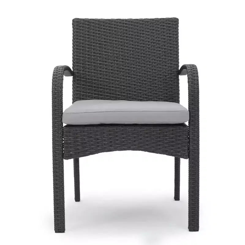 Chaise de salle à manger extérieure MAYEERTY 2 pièces coussinée, chaise à cadre en aluminium et résine tressée résistante aux UV