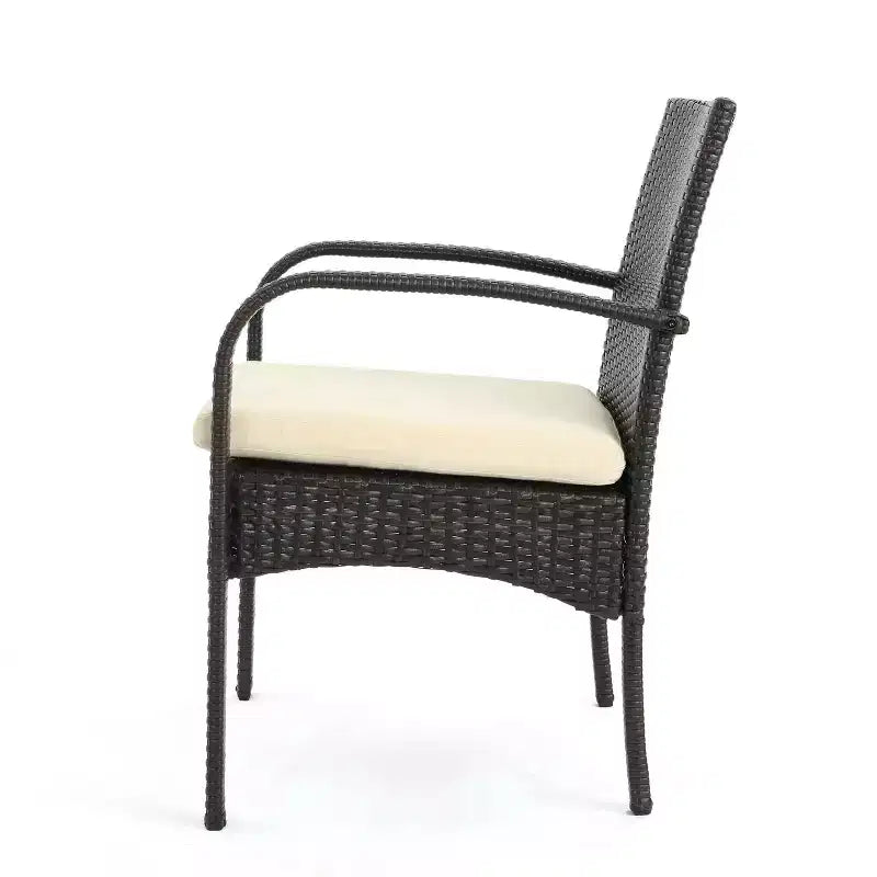 Chaise de salle à manger extérieure MAYEERTY 2 pièces coussinée, chaise à cadre en aluminium et résine tressée résistante aux UV