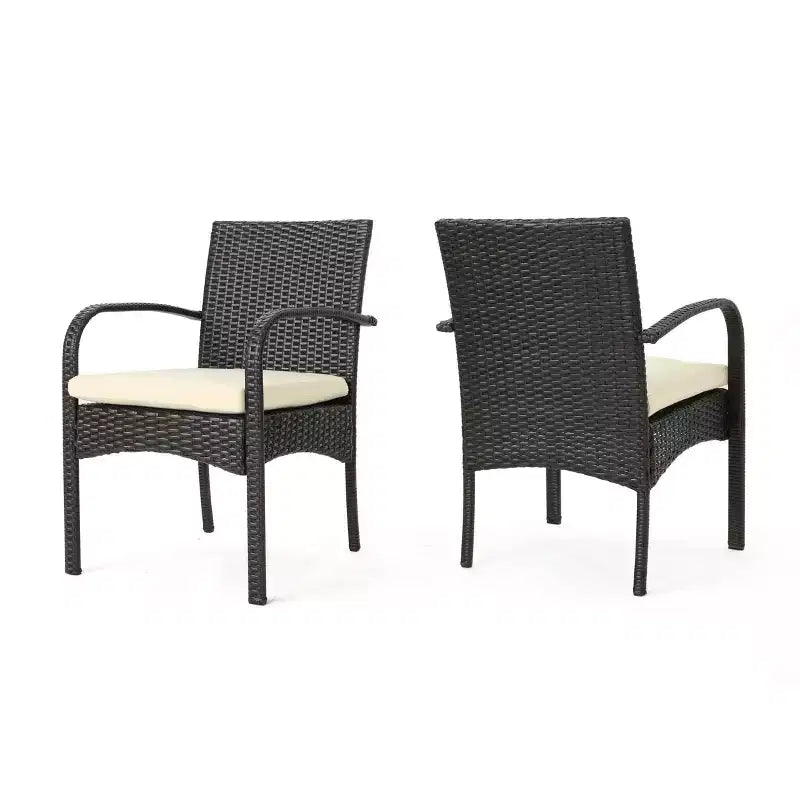 Chaise de salle à manger extérieure MAYEERTY 2 pièces coussinée, chaise à cadre en aluminium et résine tressée résistante aux UV