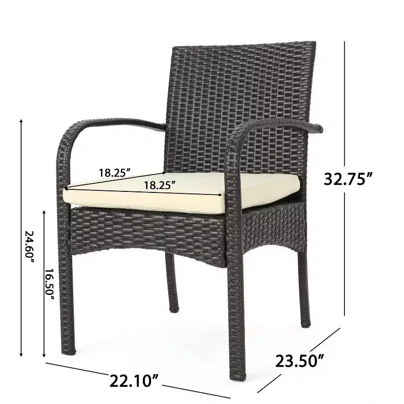 Chaise de salle à manger extérieure MAYEERTY 2 pièces coussinée, chaise à cadre en aluminium et résine tressée résistante aux UV