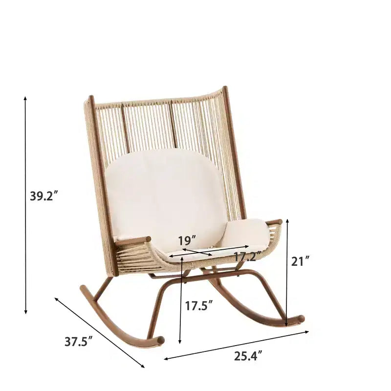 Christopher Knight Home Katerina Chaises à bascule d'extérieur en rotin tressé de style rustique avec coussins (lot de 2)