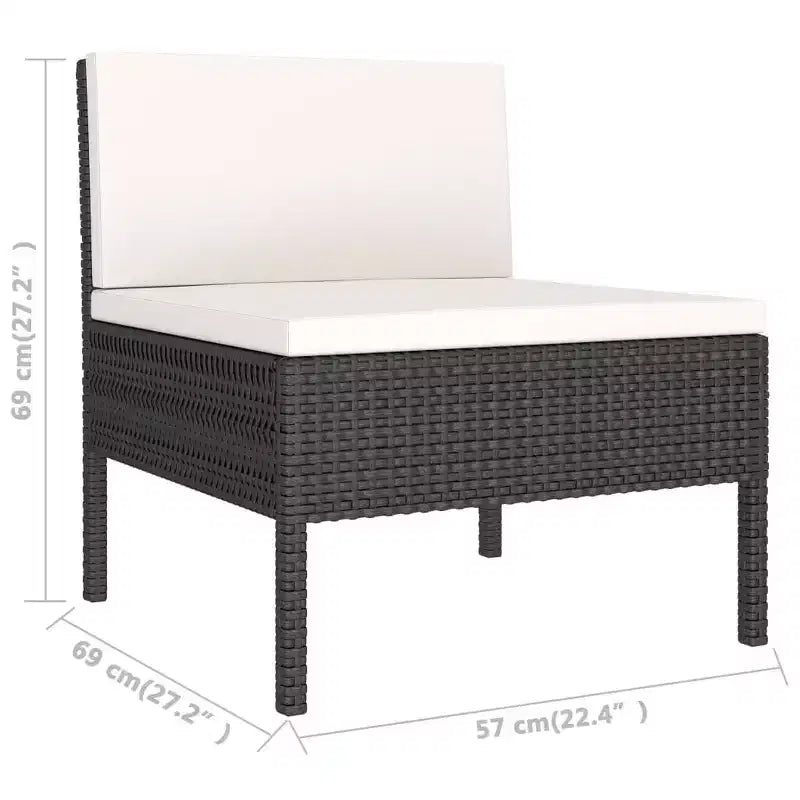 vidaXL Chaises de patio 3 pcs Chaise de conversation en rotin avec coussins Poly rotin