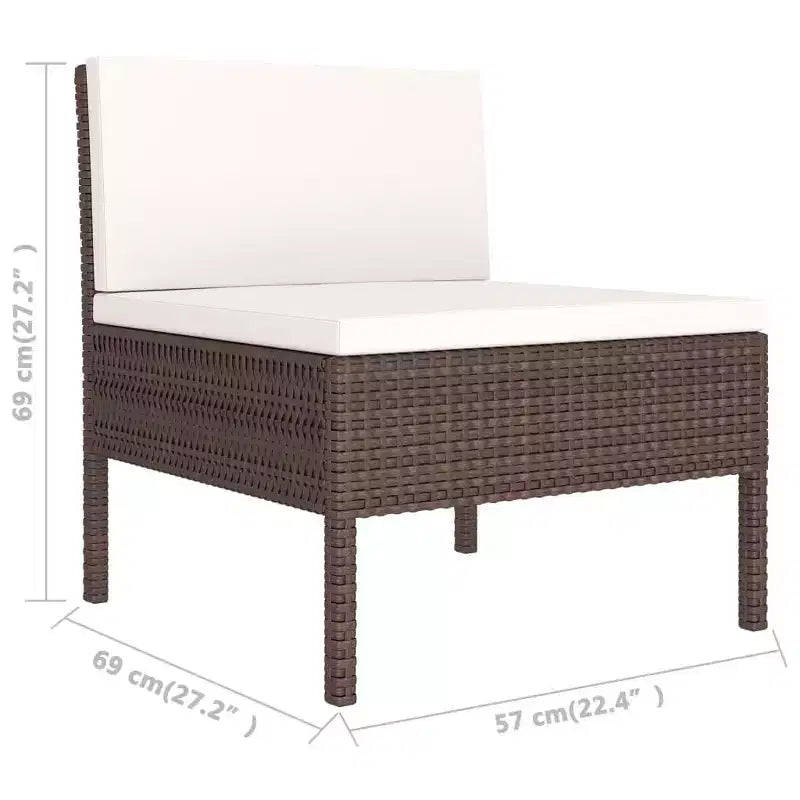 vidaXL Chaises de patio 3 pcs Chaise de conversation en rotin avec coussins Poly rotin