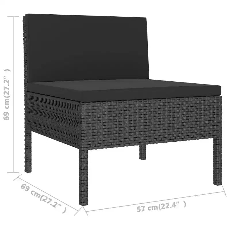 vidaXL Chaises de patio 3 pcs Chaise de conversation en rotin avec coussins Poly rotin