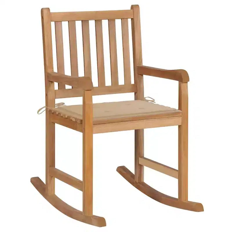 vidaXL Chaise à Bascule d'Extérieur Chaise à Bascule de Jardin avec Coussin Bois Massif de Teck