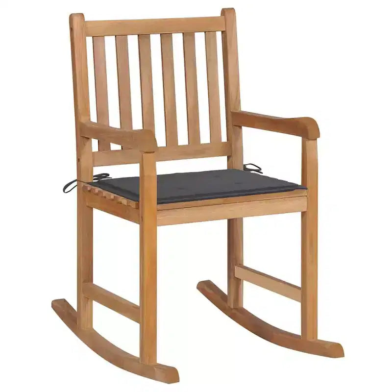 vidaXL Chaise à Bascule d'Extérieur Chaise à Bascule de Jardin avec Coussin Bois Massif de Teck