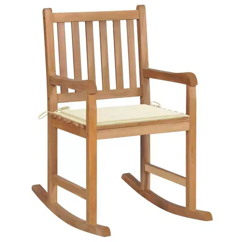 vidaXL Chaise à Bascule d'Extérieur Chaise à Bascule de Jardin avec Coussin Bois Massif de Teck