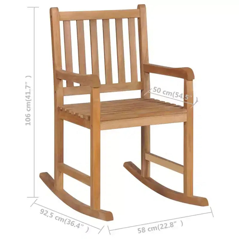 vidaXL Chaise à Bascule d'Extérieur Chaise à Bascule de Jardin avec Coussin Bois Massif de Teck