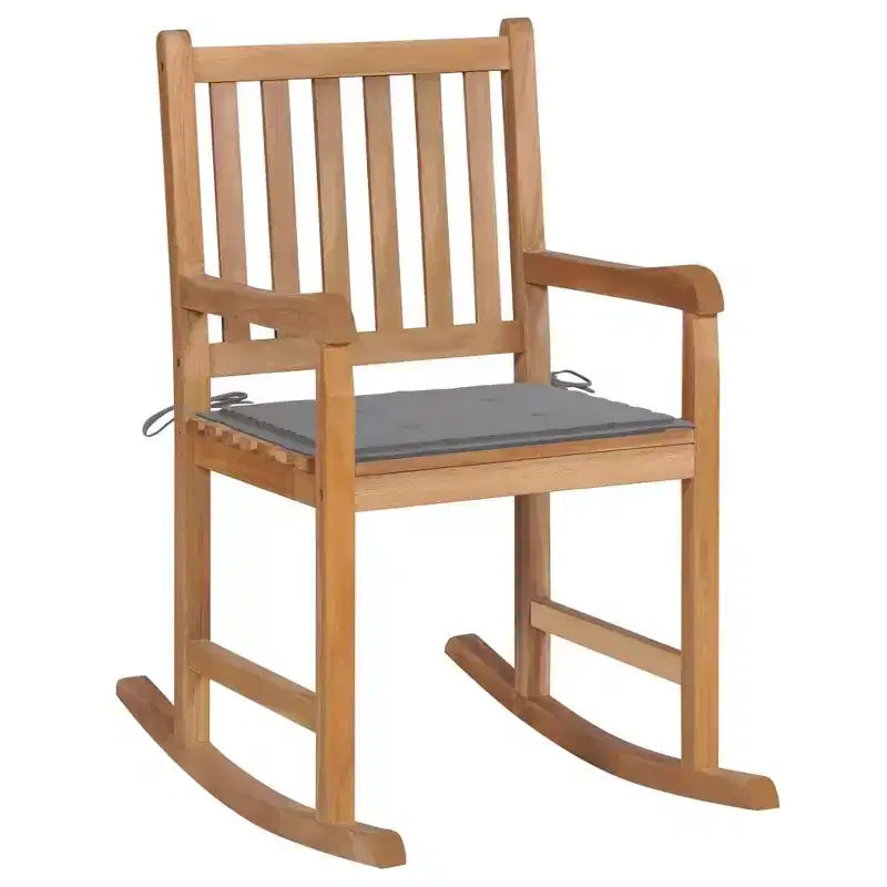 vidaXL Chaise à Bascule d'Extérieur Chaise à Bascule de Jardin avec Coussin Bois Massif de Teck