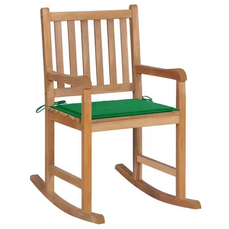vidaXL Chaise à Bascule d'Extérieur Chaise à Bascule de Jardin avec Coussin Bois Massif de Teck