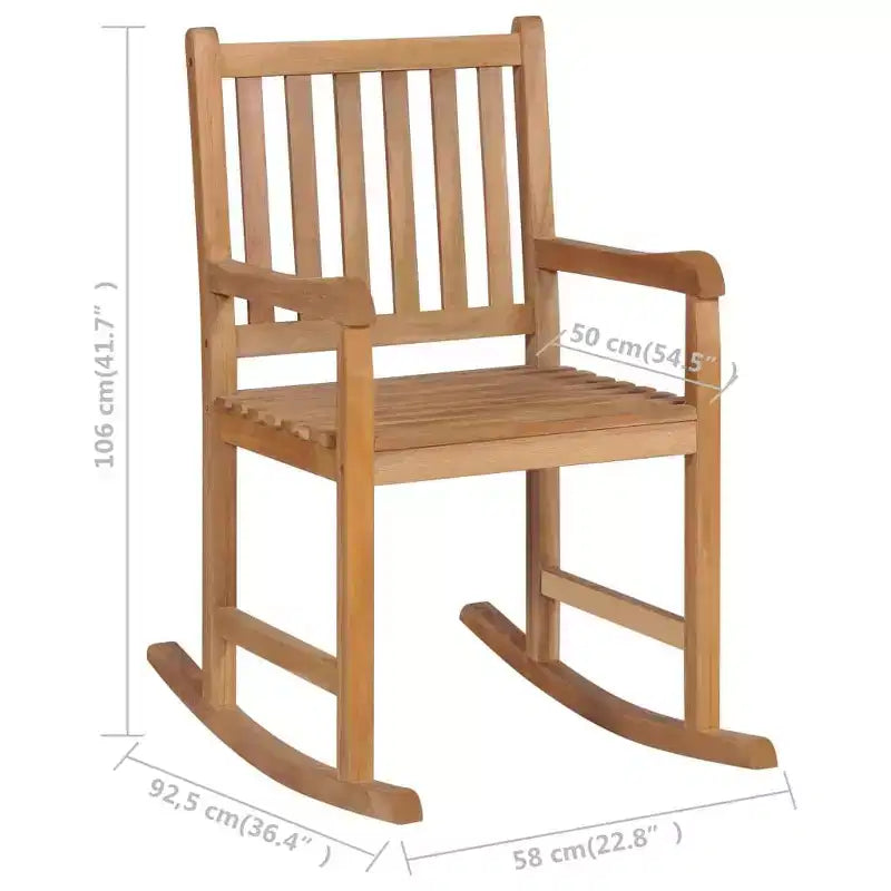 vidaXL Chaise à Bascule d'Extérieur Chaise à Bascule de Jardin avec Coussin Bois Massif de Teck