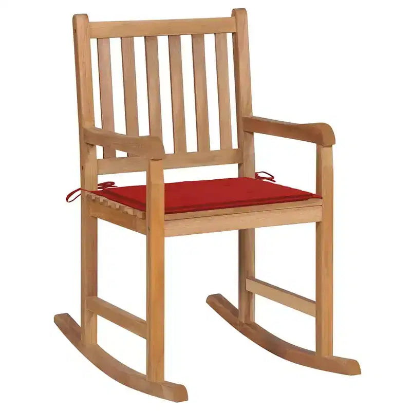 vidaXL Chaise à Bascule d'Extérieur Chaise à Bascule de Jardin avec Coussin Bois Massif de Teck