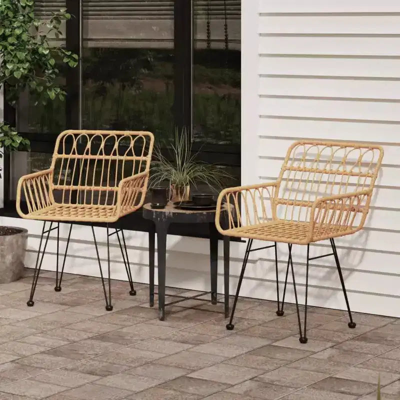 vidaXL Chaises de jardin avec accoudoirs en résine tressée, 2 pcs