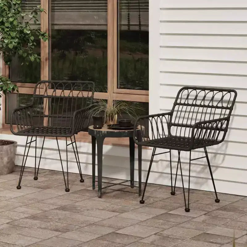 vidaXL Chaises de jardin avec accoudoirs en résine tressée, 2 pcs