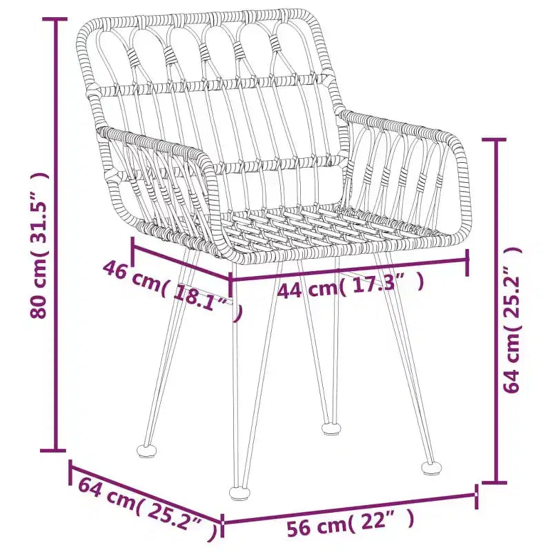 vidaXL Chaises de jardin avec accoudoirs en résine tressée, 2 pcs