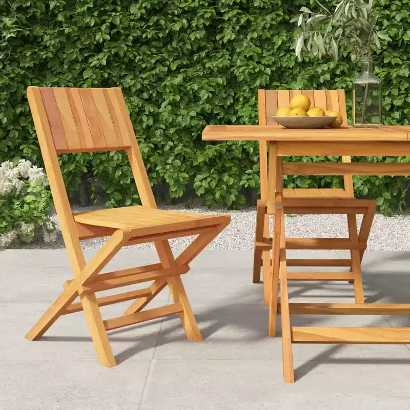 vidaXL Lot de 2 chaises de jardin pliantes en bois de teck massif