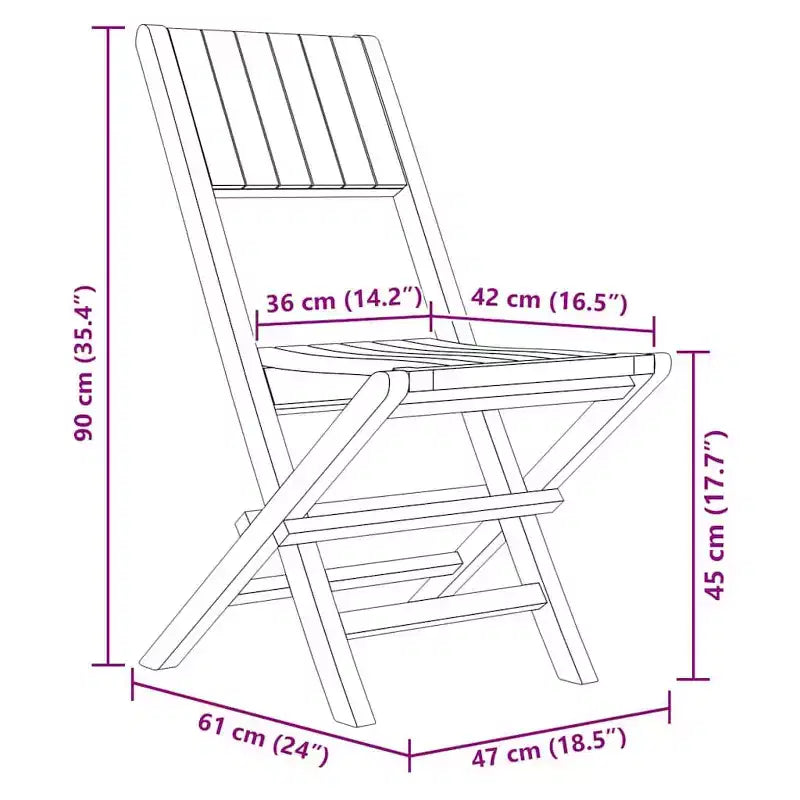 vidaXL Lot de 2 chaises de jardin pliantes en bois de teck massif