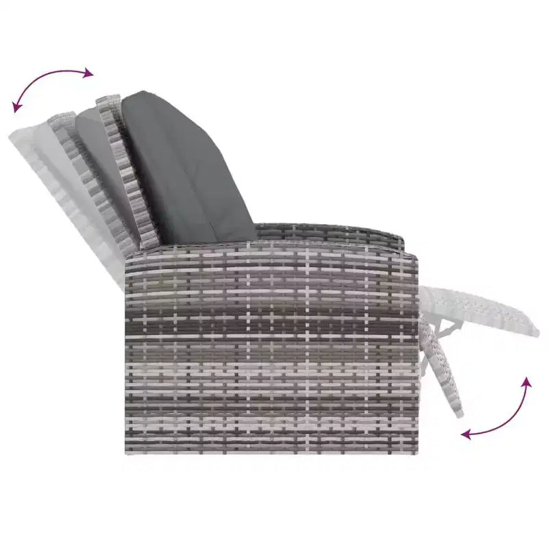 vidaXL Chaise longue de jardin en rotin PE, fauteuil simple