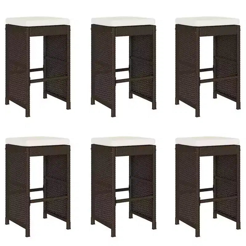 vidaXL Garden Bar Stool Set of 6 PE rattan Standard