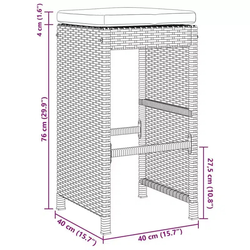 vidaXL Tabourets de bar de jardin en résine tressée 6 pcs Standard