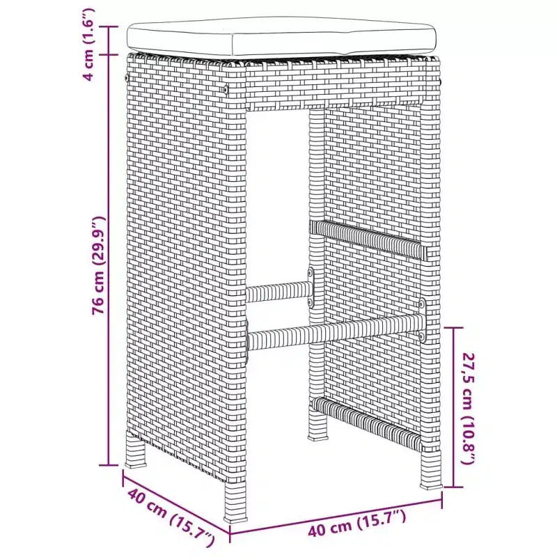 vidaXL Tabourets de bar de jardin en résine tressée 6 pcs Standard