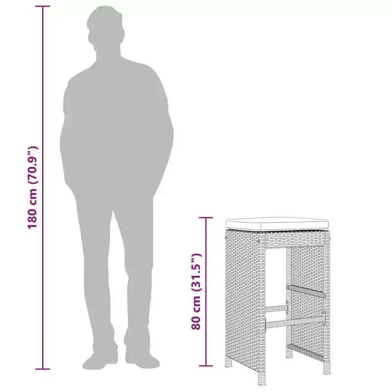 vidaXL Tabourets de bar de jardin en résine tressée 6 pcs Standard