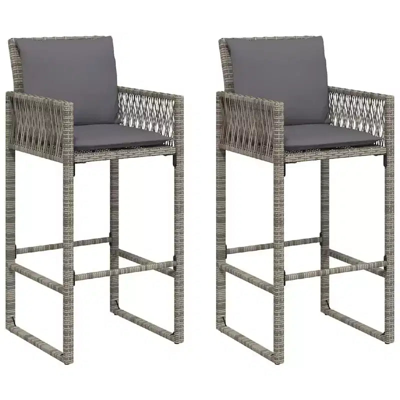 vidaXL Garden Bar Stool PE rattan, powder-coated steel, 100% polyester