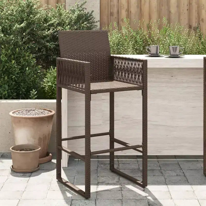 vidaXL Tabouret de bar de jardin, résine tressée, acier laqué, 100 % polyester