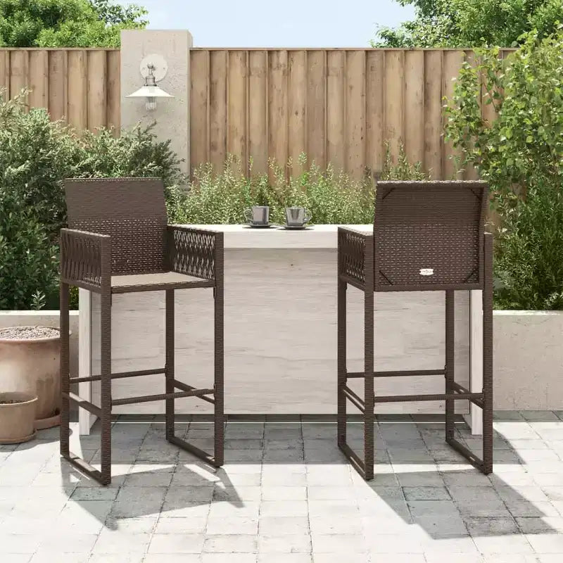 vidaXL Tabouret de bar de jardin, résine tressée, acier laqué, 100 % polyester