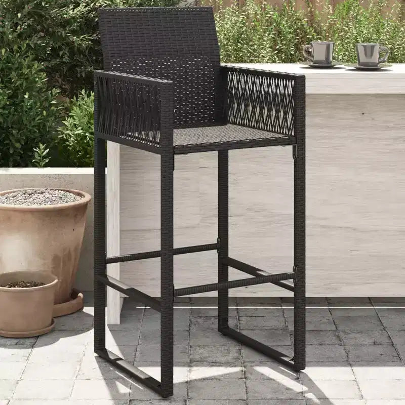 vidaXL Tabouret de bar de jardin, résine tressée, acier laqué, 100 % polyester