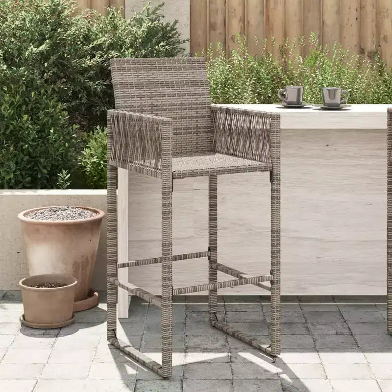 vidaXL Tabouret de bar de jardin, résine tressée, acier laqué, 100 % polyester
